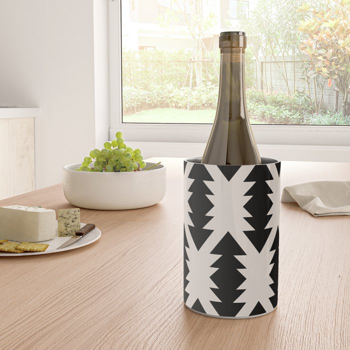 Southwest Criss Cross Pattern in Black and Off White Almond Wine Chiller Gallery Image 4