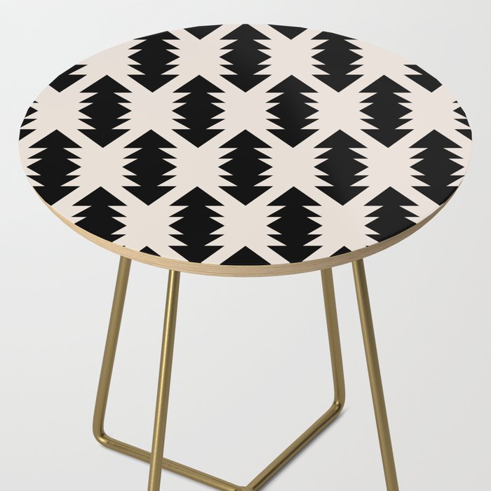 Southwest Criss Cross Pattern in Black and Off White Almond Side Table Gallery Image 2