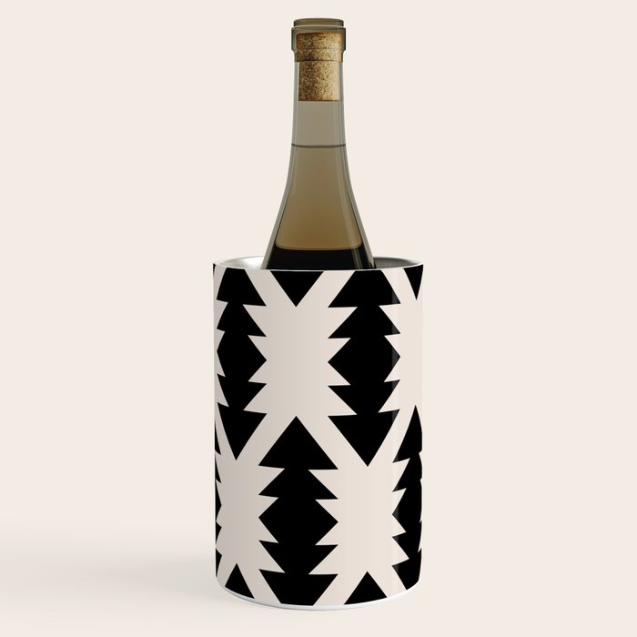 Southwest Criss Cross Pattern in Black and Off White Almond Wine Chiller Gallery Image 3