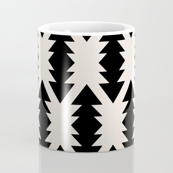 Southwest Criss Cross Pattern in Black and Off White Almond Coffee Mug Gallery Image 4