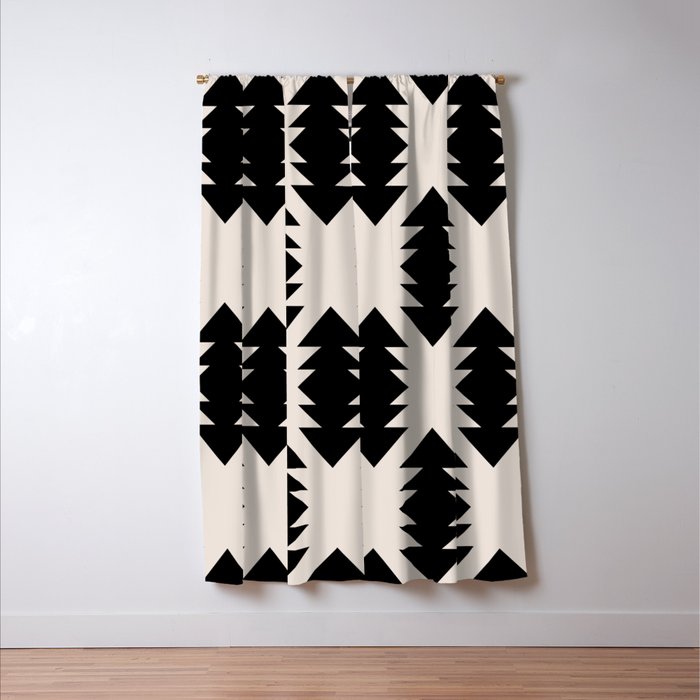 Southwest Criss Cross Pattern in Black and Off White Almond Window Curtain Gallery Image 3