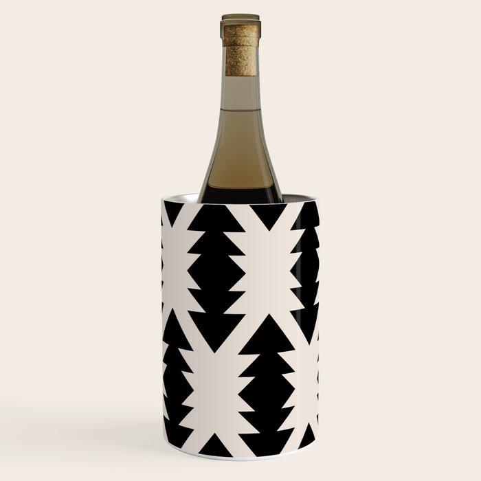 Southwest Criss Cross Pattern in Black and Off White Almond Wine Chiller Gallery Image 2