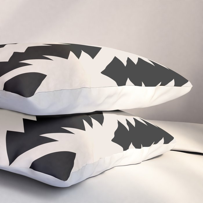 Southwest Criss Cross Pattern in Black and Off White Almond Pillow Sham Gallery Image 3