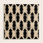 Southwest Criss Cross Pattern in Black and Off White Almond Wood Wall Art Gallery Image 1