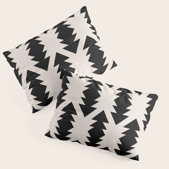 Southwest Criss Cross Pattern in Black and Off White Almond Pillow Sham Gallery Image 3