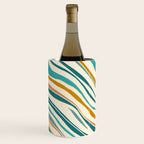  Teal and Gold Ocean Stripes Wine Chiller Gallery Image 2