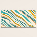  Teal and Gold Ocean Stripes Desk Mat Gallery Image 3
