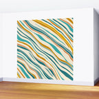 Teal and Gold Ocean Stripes Wall Mural Gallery Image 2