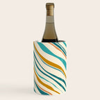  Teal and Gold Ocean Stripes Wine Chiller Gallery Image 1