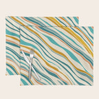  Teal and Gold Ocean Stripes Placemat Gallery Image 1