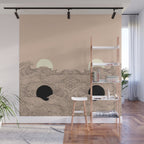 Abstract landscape yin yang moon & sun ocean wave  Wall Mural Gallery Image 1