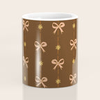 Cute Hair Bows and Stars in Brown and Peach Coffee Mug Gallery Image 4