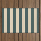 Green And Cream Vertical Stripes Outdoor Rug Gallery Image 1