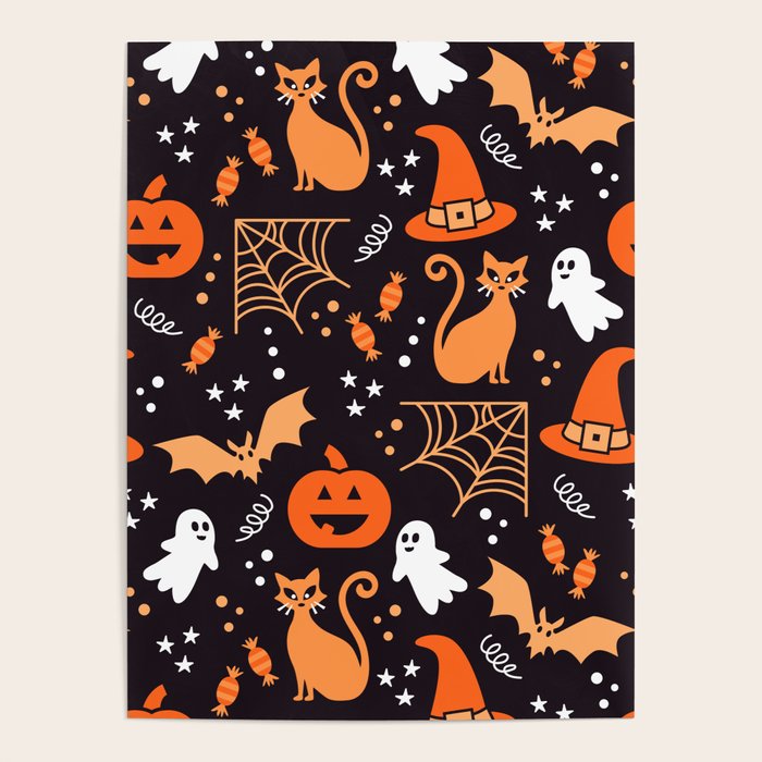 Halloween party illustrations orange, black Poster Gallery Image 4