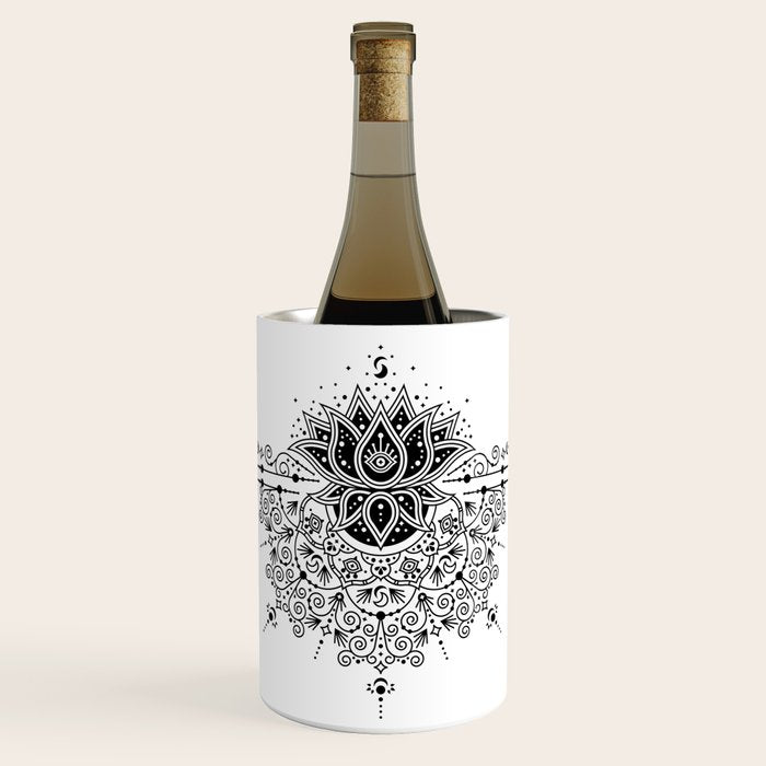 Lotus Blossom Mandala - Black Palette Wine Chiller Gallery Image 1