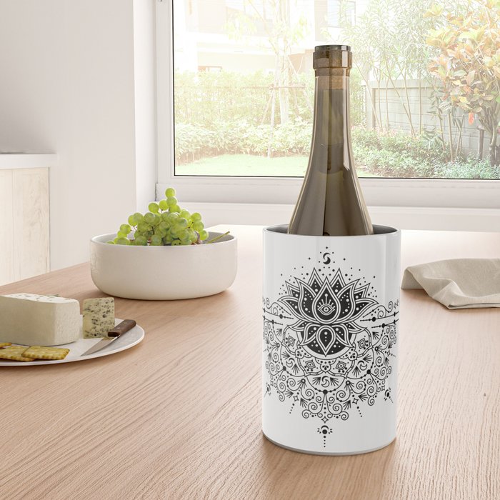 Lotus Blossom Mandala - Black Palette Wine Chiller Gallery Image 4