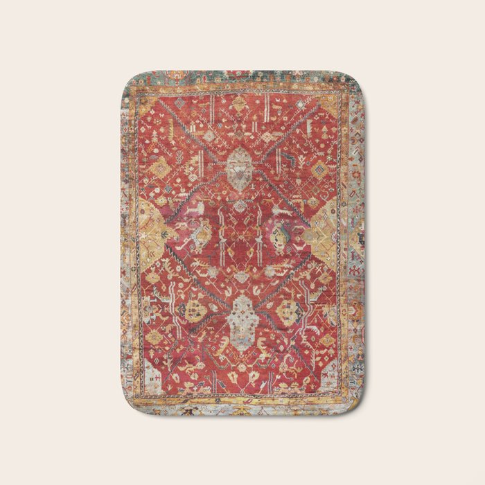 Antique Turkish Oushak Rug Print Bath Mat Gallery Image 1