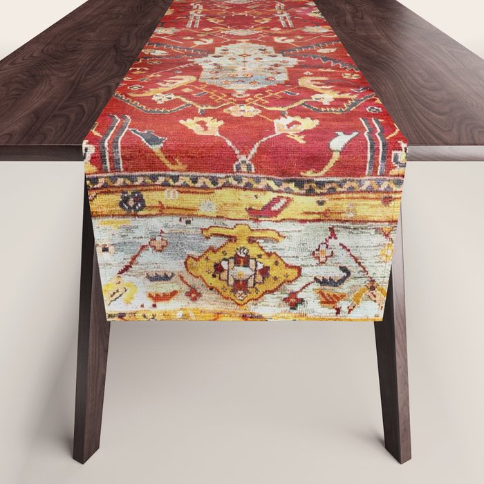 Antique Turkish Oushak Rug Print Table Runner Gallery Image 1