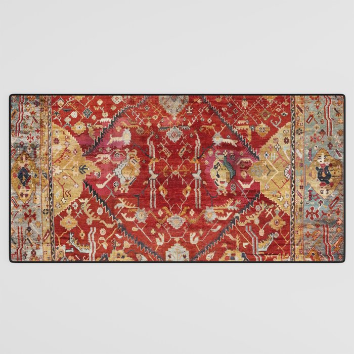 Antique Turkish Oushak Rug Print Desk Mat Gallery Image 3