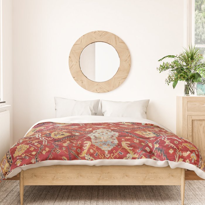 Antique Turkish Oushak Rug Print Duvet Cover Gallery Image 3