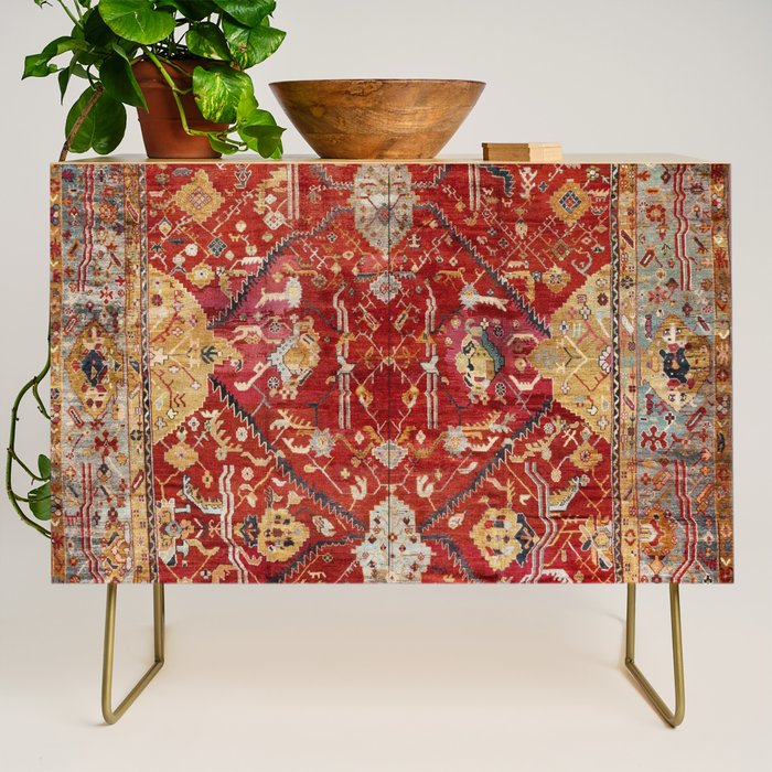 Antique Turkish Oushak Rug Print Credenza Gallery Image 1