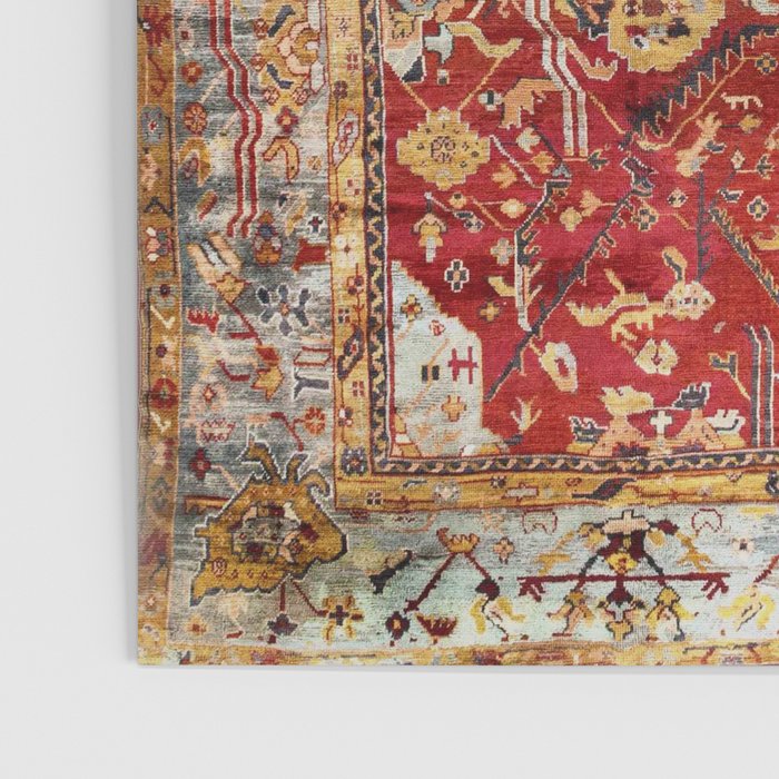 Antique Turkish Oushak Rug Print Poster Gallery Image 3