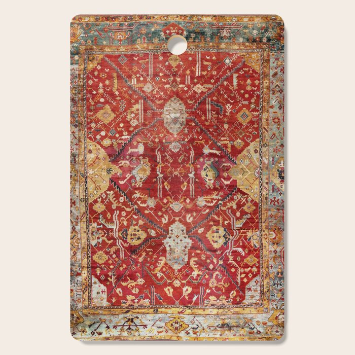 Antique Turkish Oushak Rug Print Cutting Board Gallery Image 1