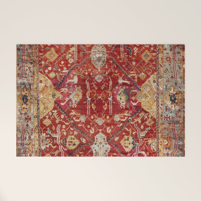 Antique Turkish Oushak Rug Print Welcome Mat Gallery Image 1