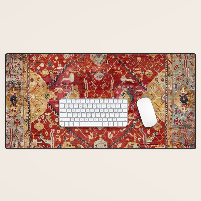 Antique Turkish Oushak Rug Print Desk Mat Gallery Image 1