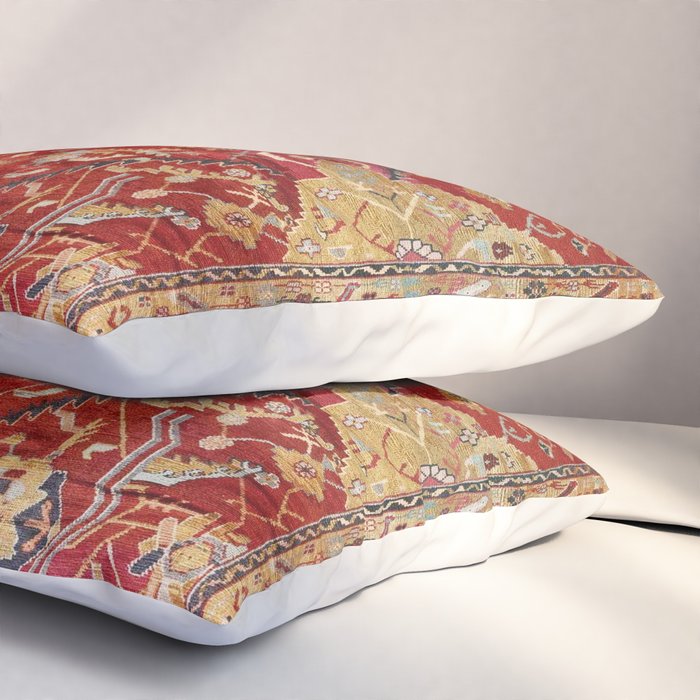 Antique Turkish Oushak Rug Print Pillow Sham Gallery Image 3