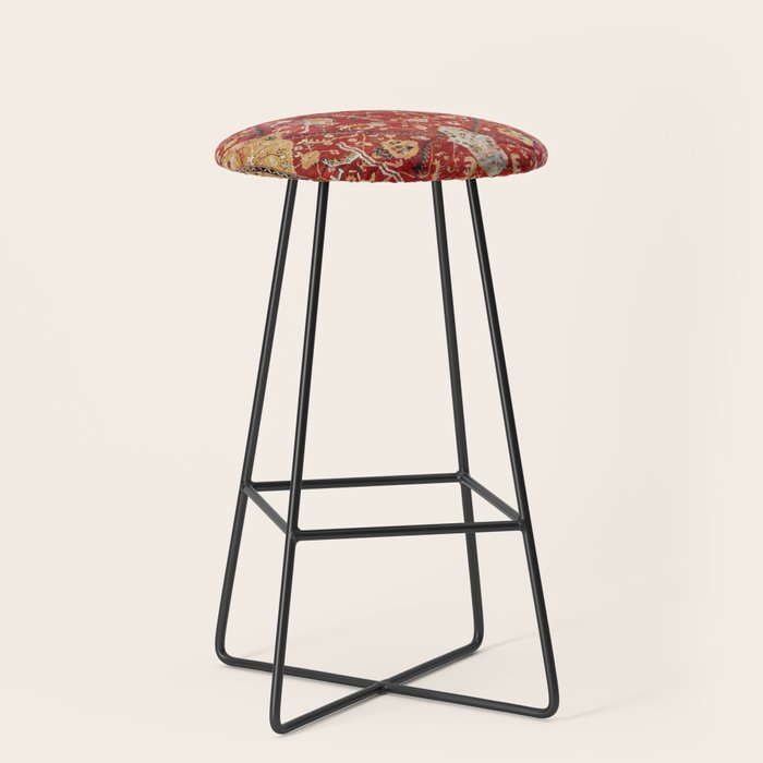 Antique Turkish Oushak Rug Print Stool Gallery Image 1