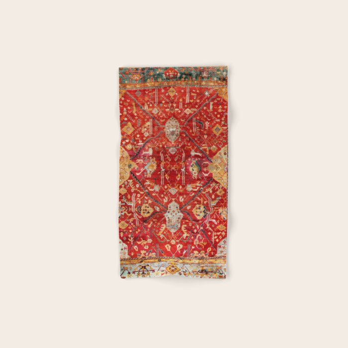 Antique Turkish Oushak Rug Print Bath Towel Gallery Image 1