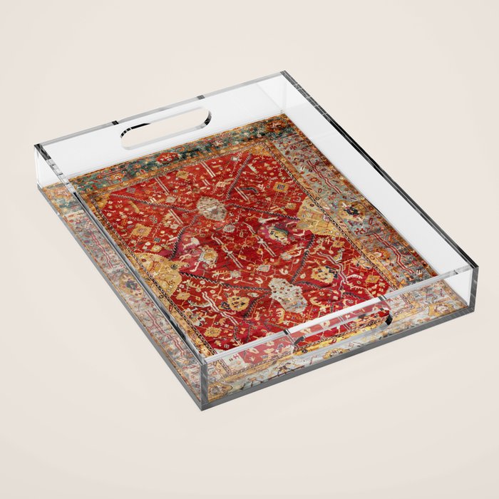 Antique Turkish Oushak Rug Print Acrylic Tray Gallery Image 1