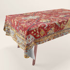 Antique Turkish Oushak Rug Print Tablecloth Gallery Image 1