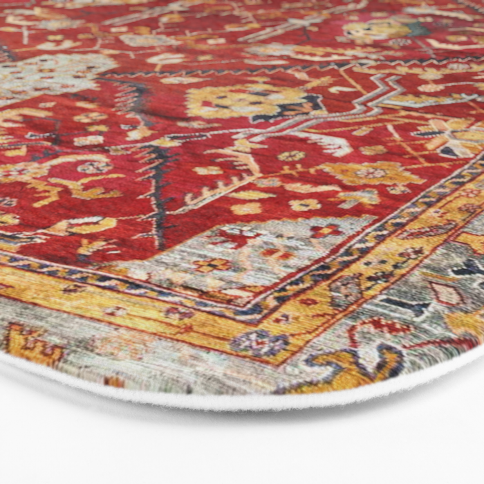 Antique Turkish Oushak Rug Print Bath Mat Gallery Image 3