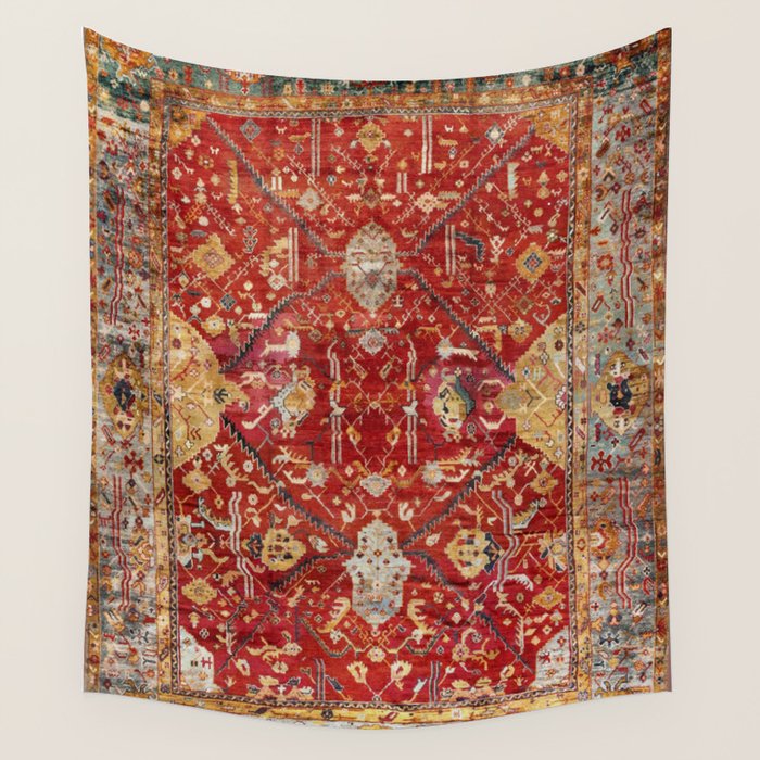 Antique Turkish Oushak Rug Print Wall Tapestry Gallery Image 4