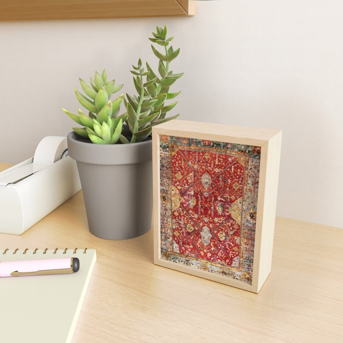 Antique Turkish Oushak Rug Print Mini Art Print Gallery Image 2