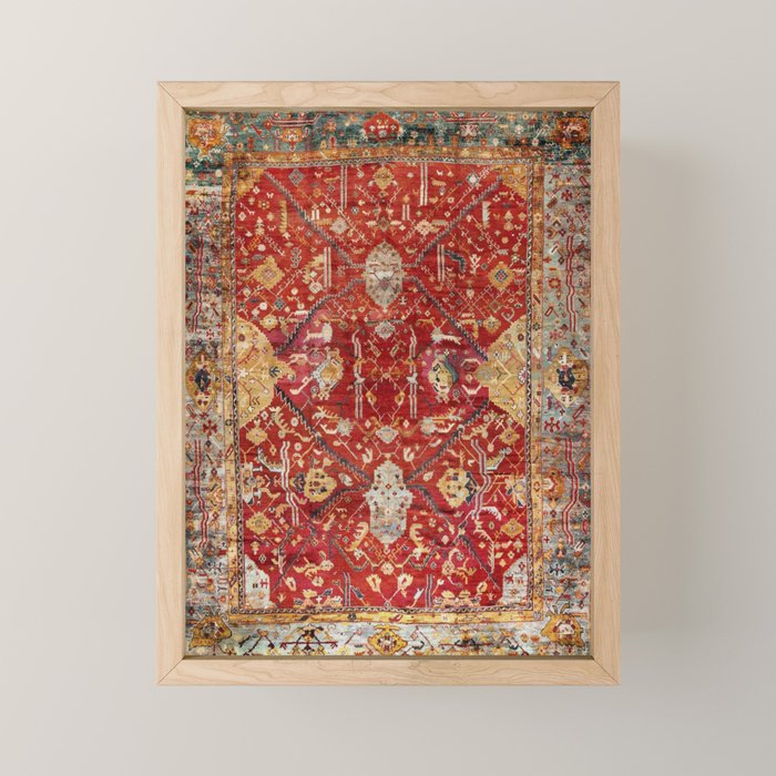 Antique Turkish Oushak Rug Print Mini Art Print Gallery Image 1