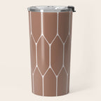 Minimalist Geometric Long Honeycomb Mocha Brown Pattern Travel Mug Gallery Image 2