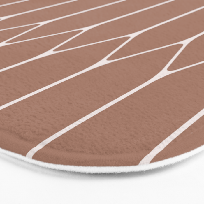 Minimalist Geometric Long Honeycomb Mocha Brown Pattern Bath Mat Gallery Image 3