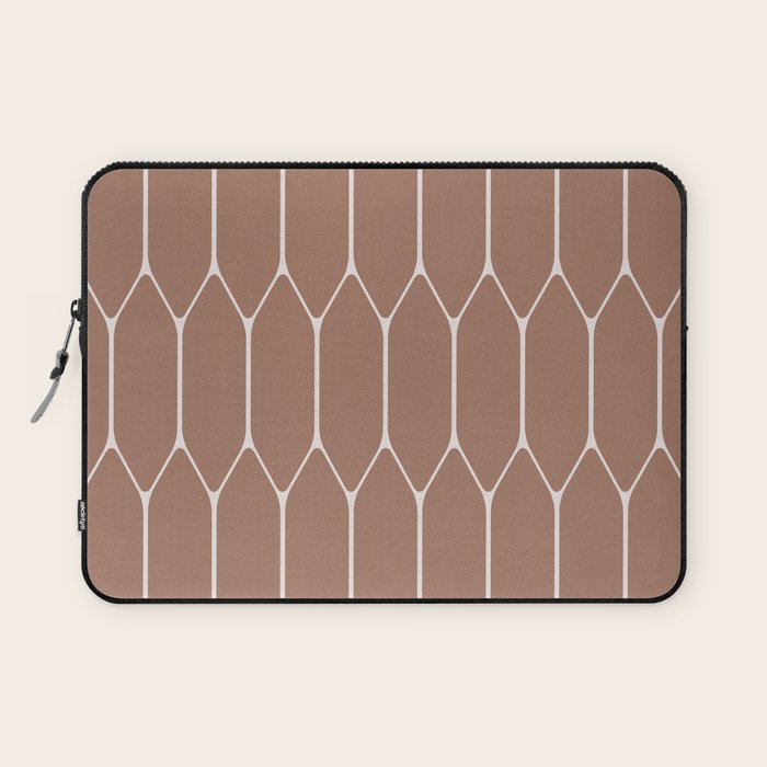 Minimalist Geometric Long Honeycomb Mocha Brown Pattern Laptop Sleeve Gallery Image 1