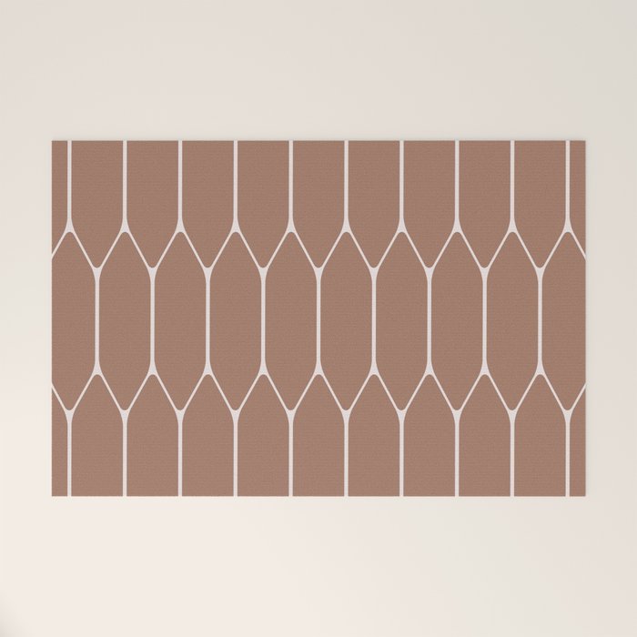 Minimalist Geometric Long Honeycomb Mocha Brown Pattern Welcome Mat Gallery Image 1