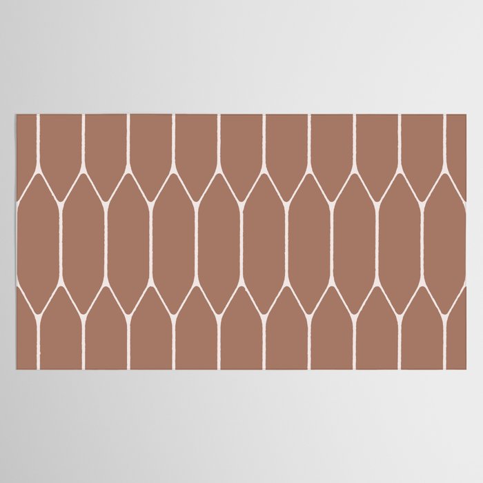 Minimalist Geometric Long Honeycomb Mocha Brown Pattern Tablecloth Gallery Image 2