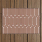 Minimalist Geometric Long Honeycomb Mocha Brown Pattern Outdoor Rug Gallery Image 1