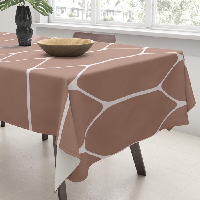Minimalist Geometric Long Honeycomb Mocha Brown Pattern Tablecloth Gallery Image 3