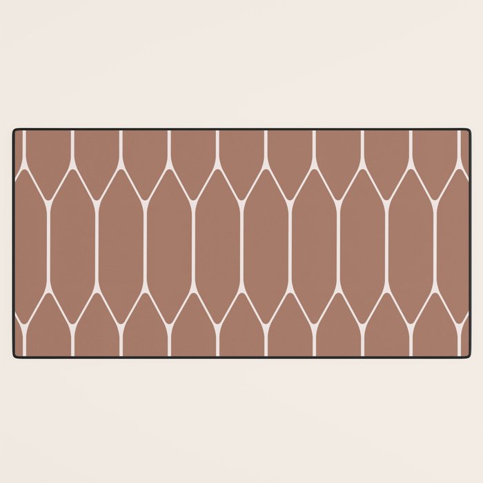 Minimalist Geometric Long Honeycomb Mocha Brown Pattern Desk Mat Gallery Image 3