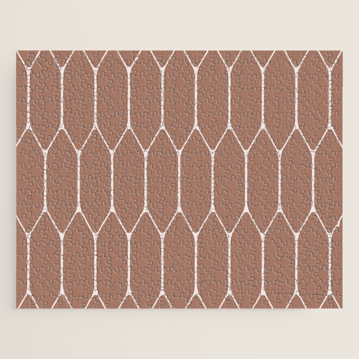 Minimalist Geometric Long Honeycomb Mocha Brown Pattern Jigsaw Puzzle