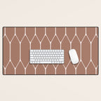 Minimalist Geometric Long Honeycomb Mocha Brown Pattern Desk Mat Gallery Image 1