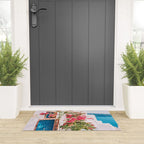 Blue Door in Santorini - Greece Travel Photography - Summer Island Welcome Mat Gallery Image 3