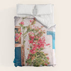 Blue Door in Santorini - Greece Travel Photography - Summer Island Duvet Cover Gallery Image 6